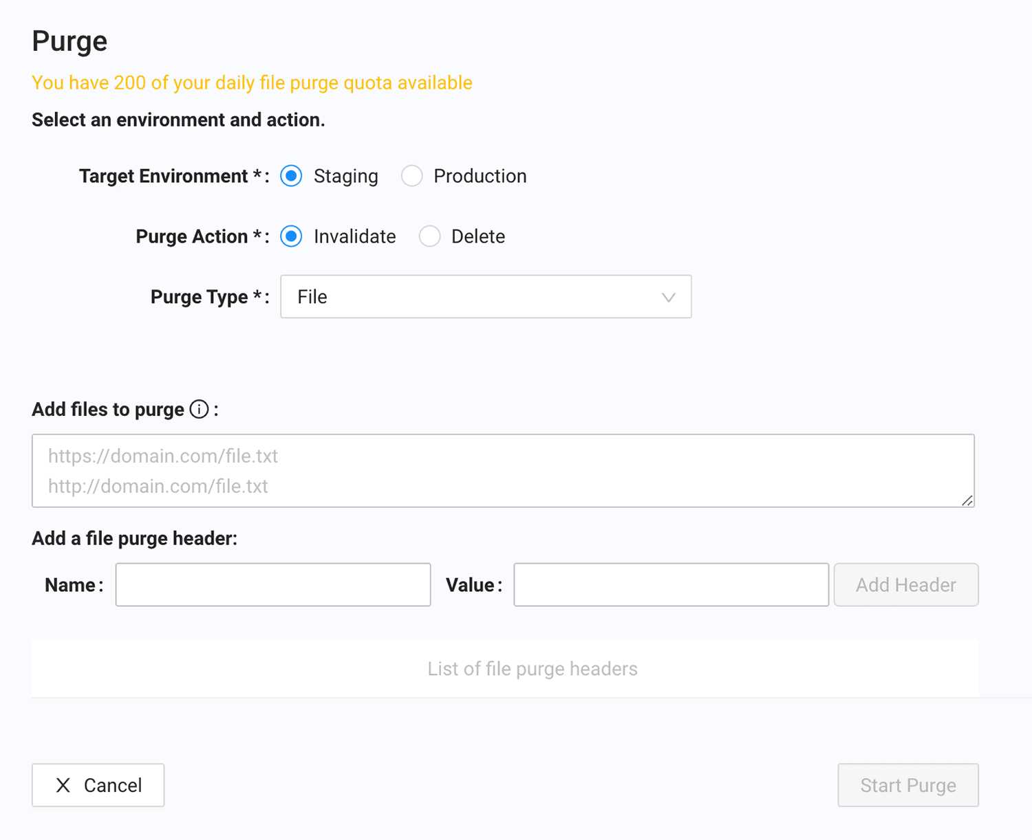 purge form